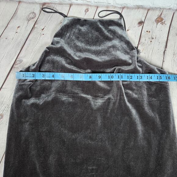 Do+Be Velvet Strappy Lace Trim Criss Cross Back Tank M Gray - Picture 6 of 7